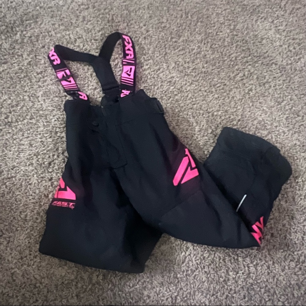 Girls FXR snowmobiling bibs, size 4
